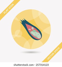 Space Meteorite flat icon with long shadow,eps10