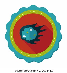 Space Meteorite flat icon with long shadow,eps10