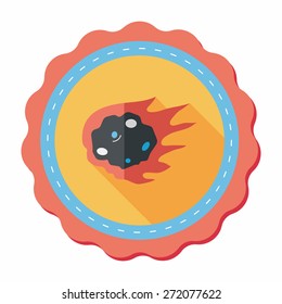 Space Meteorite flat icon with long shadow,eps10