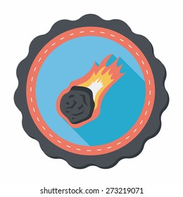 Space Meteorite flat icon with long shadow,eps10
