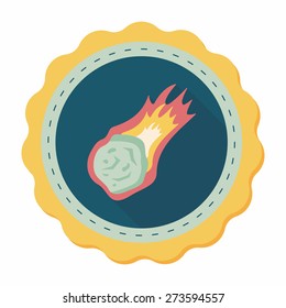 Space Meteorite flat icon with long shadow,eps10