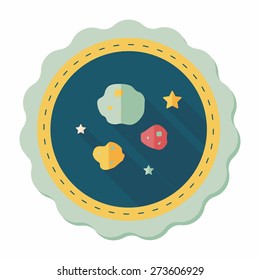 Space Meteorite flat icon with long shadow,eps10