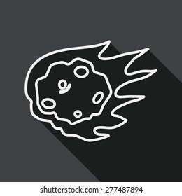 Space Meteorite flat icon with long shadow, line icon