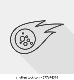 Space Meteorite flat icon with long shadow, line icon