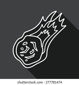 Space Meteorite flat icon with long shadow, line icon