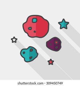 Space Meteorite flat icon with long shadow,eps10