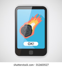 Space Meteorite flat icon with long shadow,eps10
