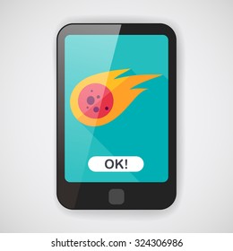 Space Meteorite flat icon with long shadow,eps10