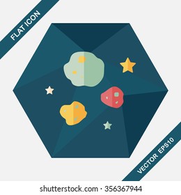 Space Meteorite flat icon with long shadow,eps10