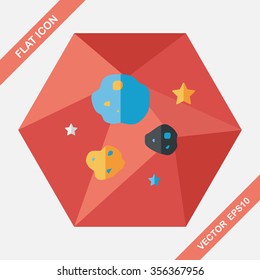 Space Meteorite flat icon with long shadow,eps10