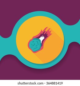 Space Meteorite flat icon with long shadow,eps10