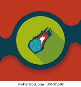 Space Meteorite flat icon with long shadow,eps10
