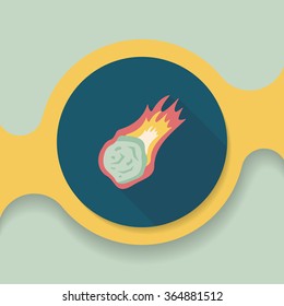 Space Meteorite flat icon with long shadow,eps10