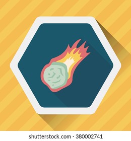 Space Meteorite flat icon with long shadow,eps10