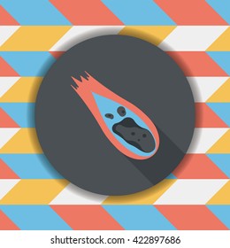 Space Meteorite flat icon with long shadow,eps10