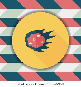 Space Meteorite flat icon with long shadow,eps10
