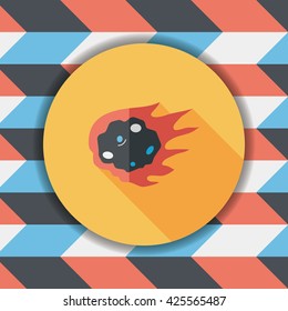 Space Meteorite flat icon with long shadow,eps10