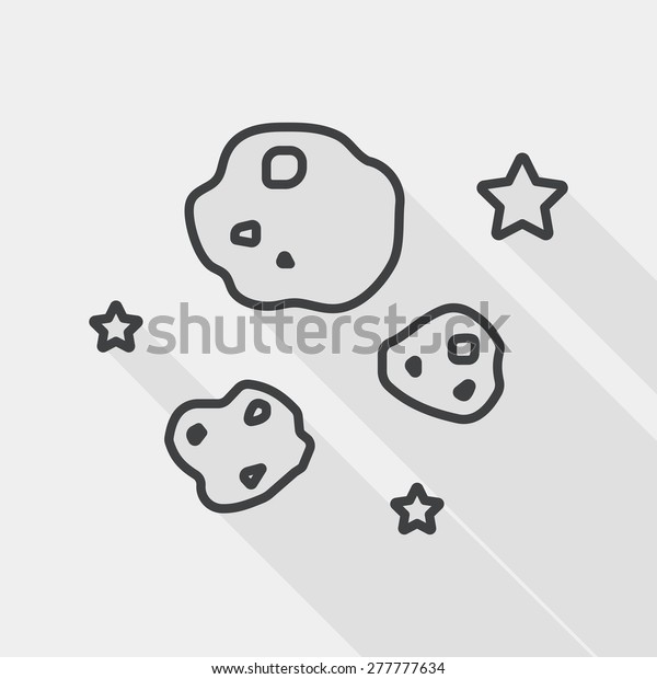 Space\
Meteorite flat icon with long shadow, line\
icon