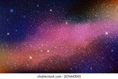 Space milky way. Infinite magic universe with stardust. Color starry nebula with constellations. Deep cosmos texture. Night cosmic sky with shiny stars. Vector illustration.