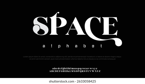Space minimal luxury font alphabet logo. Vector illustration 