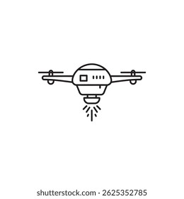 Space Mining Drone Hovering with Laser Icon for Space Mining