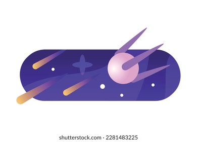 Space Minus Sign with Satellite and Starry Sky Vector Illustration