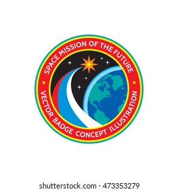 Space mission of the future - vector emblem badge concept illustration. Creative logo template. Design element. 