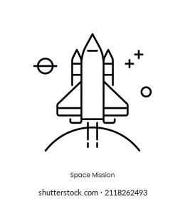 space mission icon. Outline style icon design isolated on white background