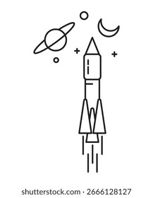 Icono de la misión espacial, el mejor ícono de la línea del Vector.