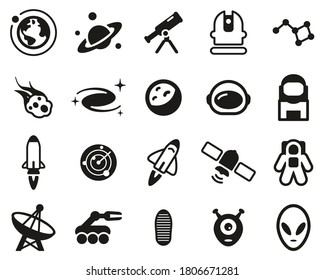 Space Or Space Mission Icons Black & White Set Big