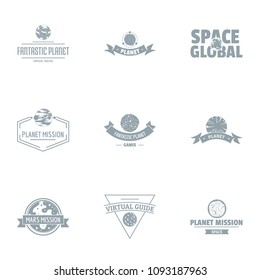 Space mission logo set. Simple set of 9 space mission vector logo for web isolated on white background