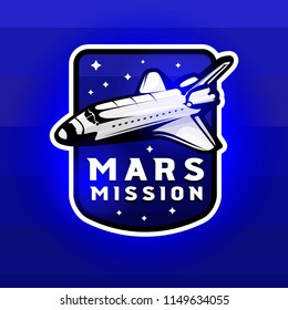 Space mission to Mars vector illustration with space shuttle