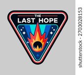 Space Mission Patch “The Last Hope”. Colorful Space Mission Patch Design with Rocket Illustration and Futuristic Emblem Style Featuring The Last Hope Theme