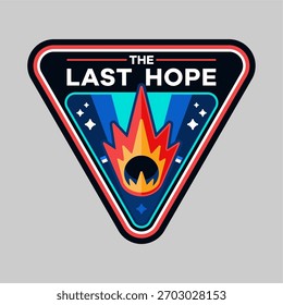 Cópia arquivada em 13 de julho de 2013 "Space Mission Patch "The Last Hope"" . Design colorido de patch de missão espacial com ilustração de foguete e estilo de emblema futurista com o tema da última esperança
