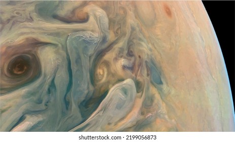 The space mission reveals the complex colors and structure of Jupiter's clouds. vector illustration