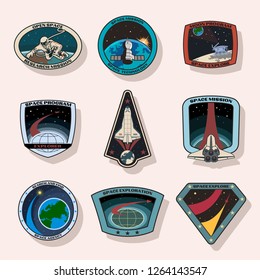 Space Missions Patches, Badges, Emblems Set 