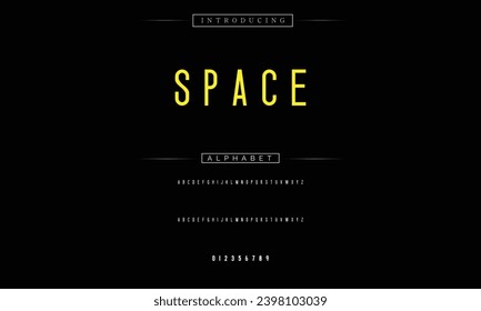 Space Modern Bold Font. Sans Serif Font. Regular Italic Uppercase Lowercase Typography urban style alphabet fonts for fashion, sport, technology, digital, movie, logo design, vector