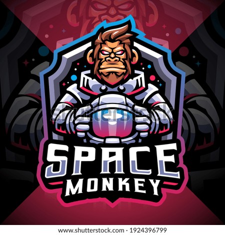 Space monkey esport mascot logo design