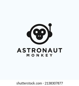 Space Monkey Logo With Monkey And Astronaut Helmet Icon Vector Illustration Template