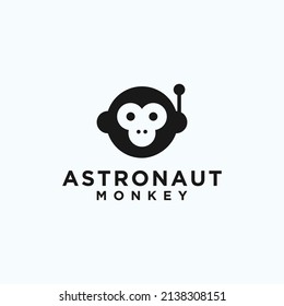 Space Monkey Logo With Monkey And Astronaut Helmet Icon Vector Illustration Template