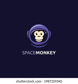 Space monkey logo concept. mascot logo design Premium Vector