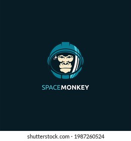 Space monkey logo concept. mascot logo design Premium Vector