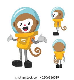 Space Monkey mascot cartoon Illustration