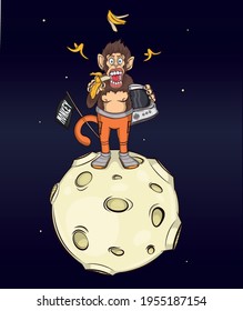 space monkey on the moon cartoon 