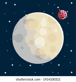 space moon and asteroid galaxy system solar vector illustration