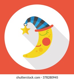 Space moon cartoon flat icon