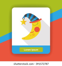 Space moon cartoon flat icon