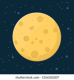 Espacio. Luna en estilo de diseño plano. Ilustración vectorial