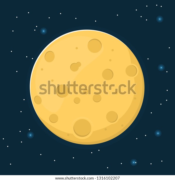 Space.\
Moon in flat design style. Vector\
illustration
