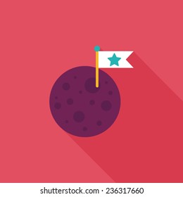 Space moon flat icon with long shadow,eps10